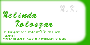 melinda koloszar business card